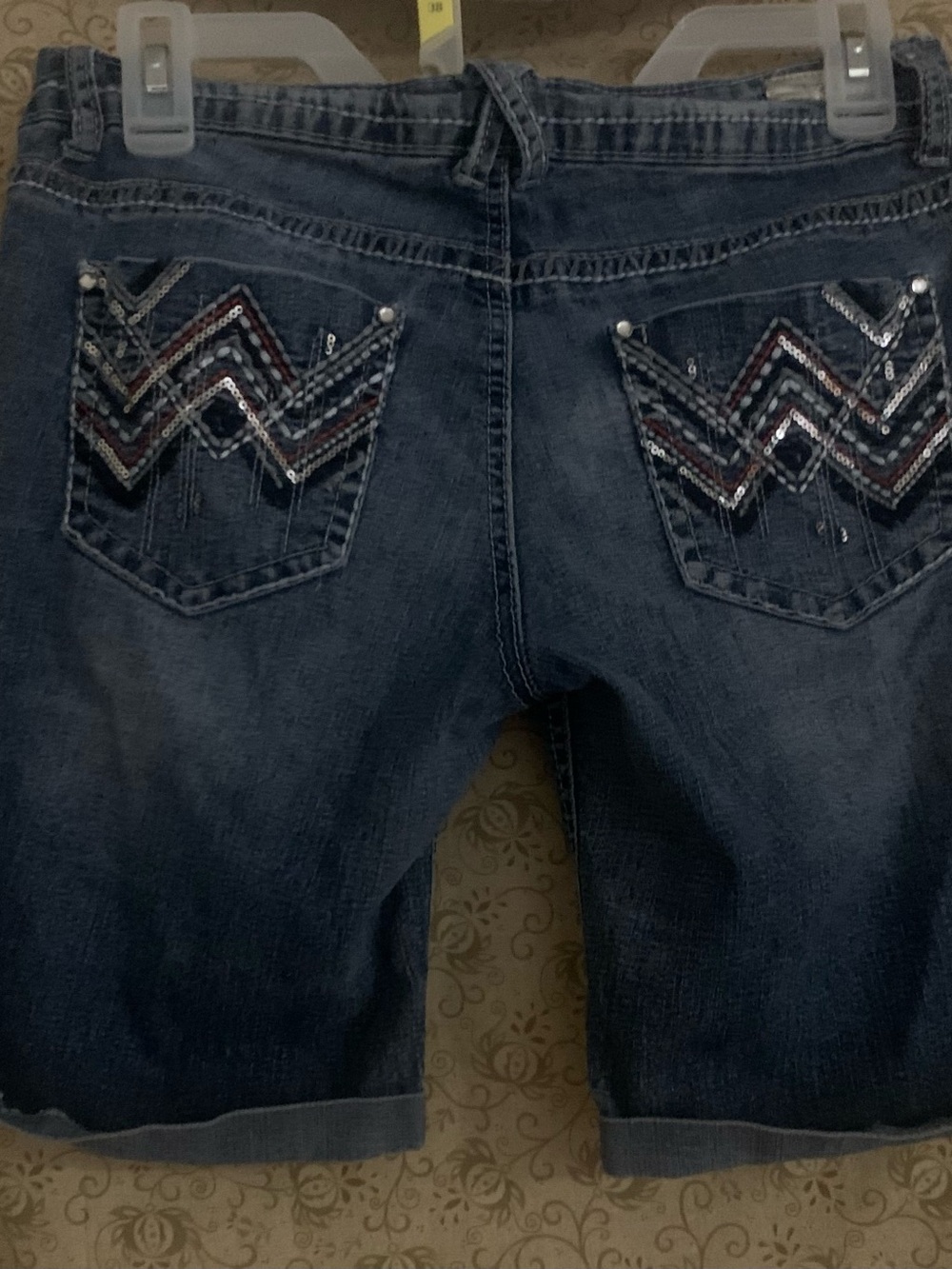 Lei Ashley Low Rise Classic Dark Blue Denim Bermuda Shorts - Women - Picture 3 of 6